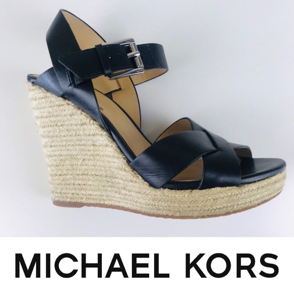 Michael Kors Shoes - Michael Kors Black Espadrille Wedge Sandals Shoes